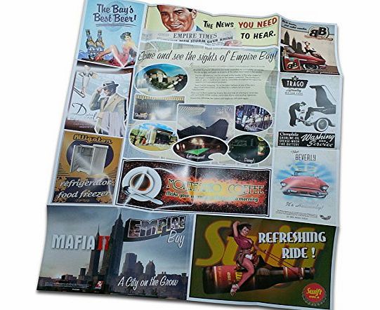 Mafia II (2) Game City Map and Vintage Advertisements Fold-out Poster [folded, as issued]